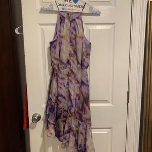 Purple multi color halter style chiffon dress